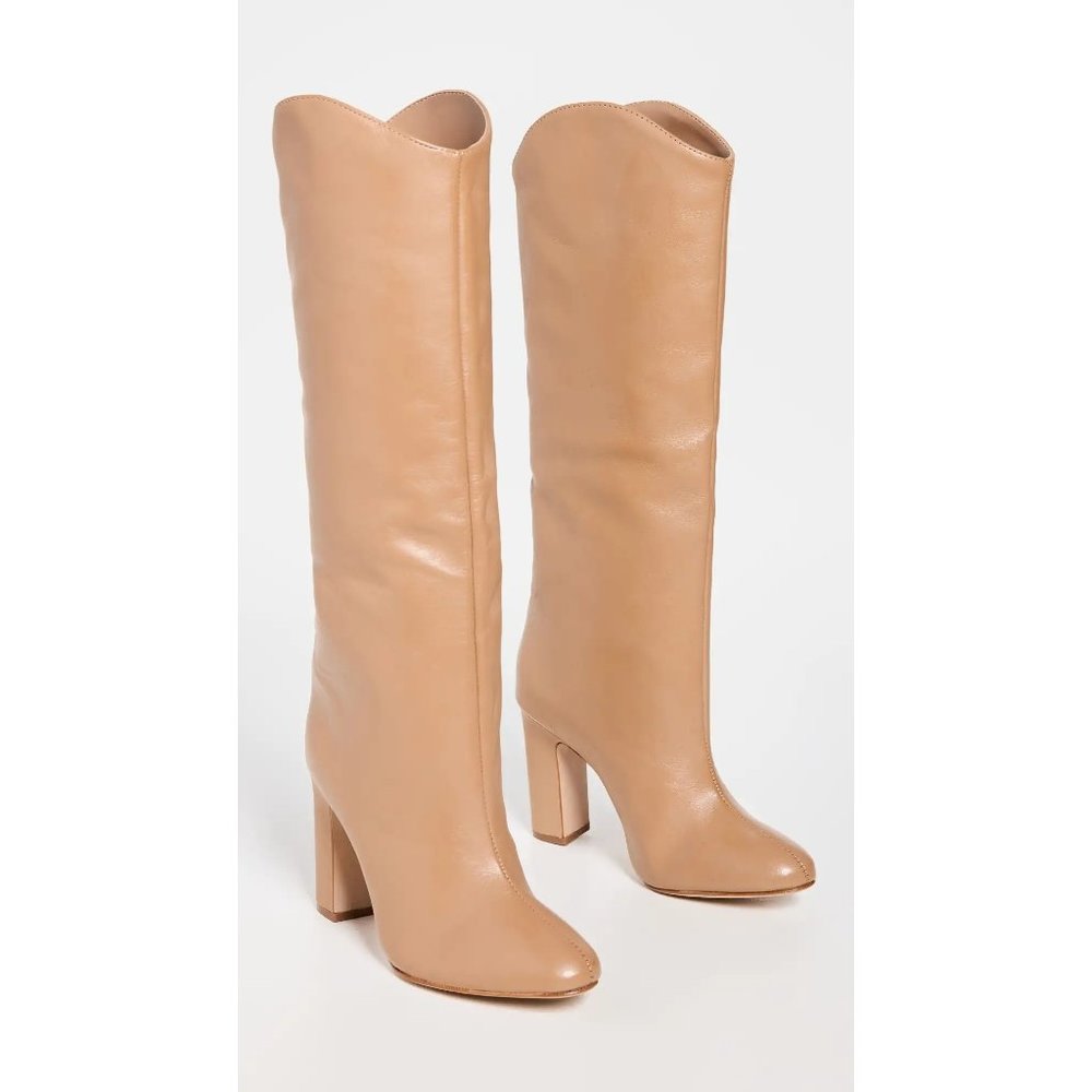 SCHUTZ Tan Leather Knee-High Block Heel Boots